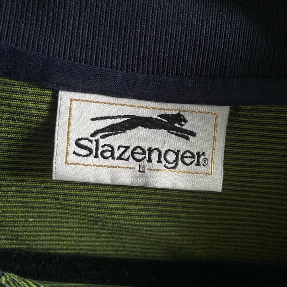 SLAZENGER Men’s Golf Polo Green L Logo 100% Cotton Soft Stretch Short Sleeve - Picture 2 of 6